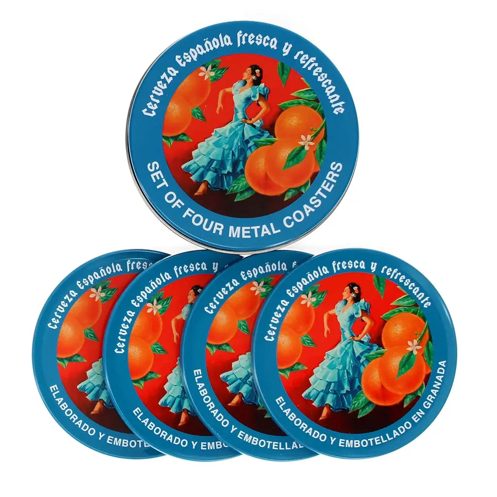 Cerveza Española Metal Coaster Set