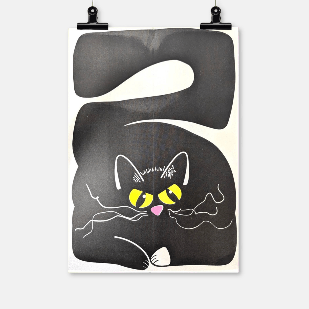 Big Black Cat A3 Riso Print