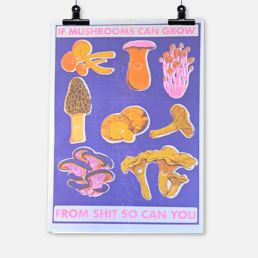 Mushroom A3 Risograph Art Print