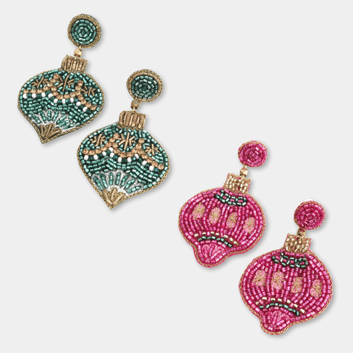 Christmas Bauble Beaded Earrings