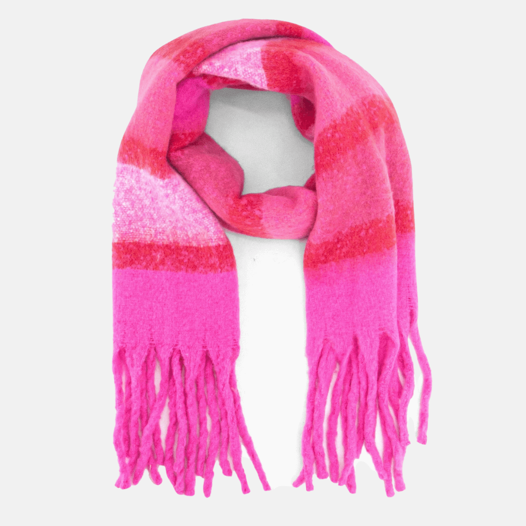 Chunky Pink Stripe Scarf