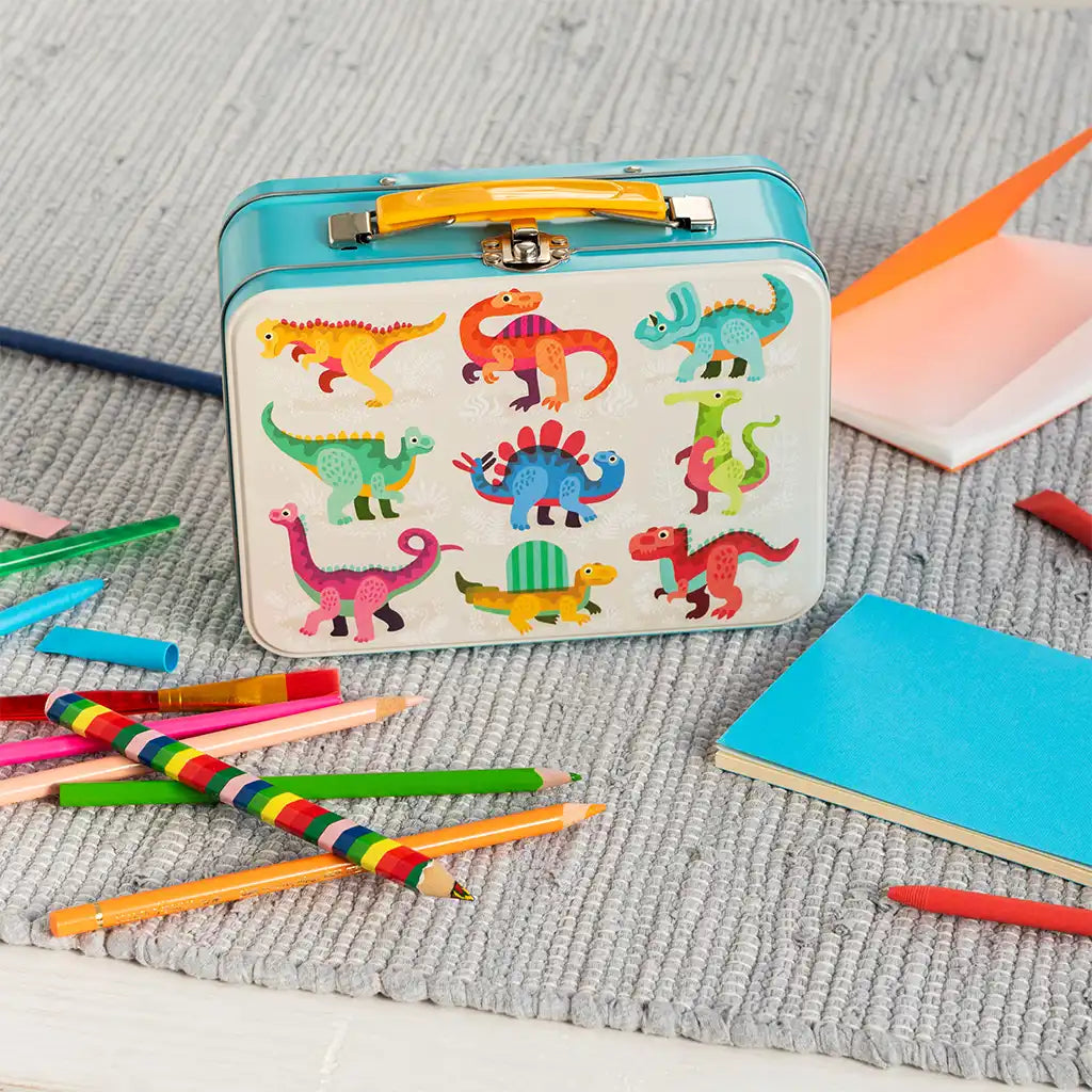 Colourful Dinosaur Tin Carry Case