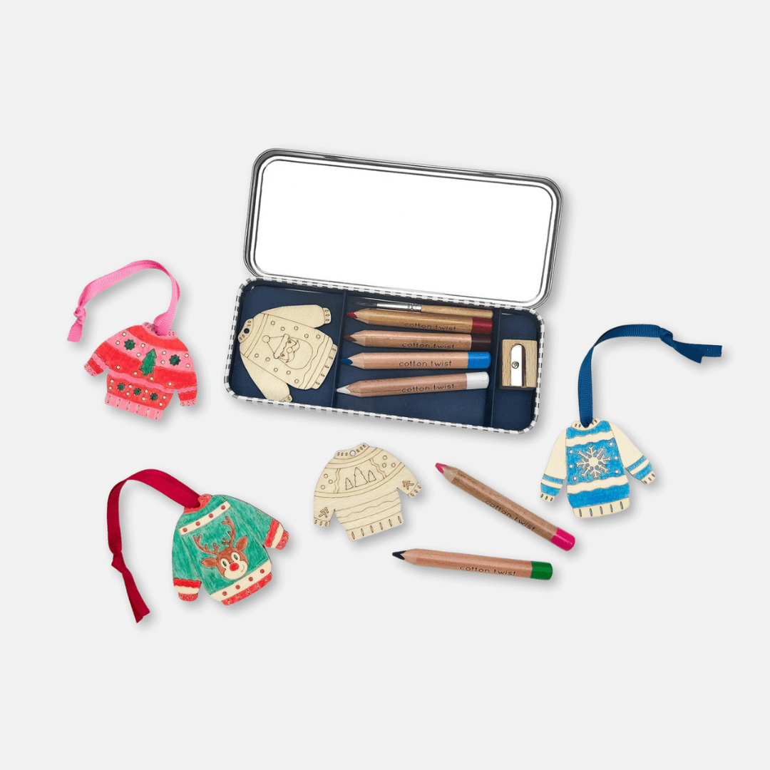 Christmas Jumper Decoration Kit Tin