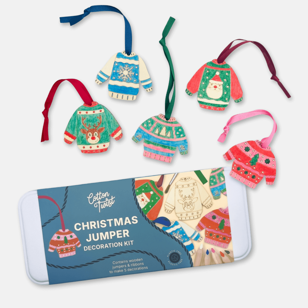 Christmas Jumper Decoration Kit Tin