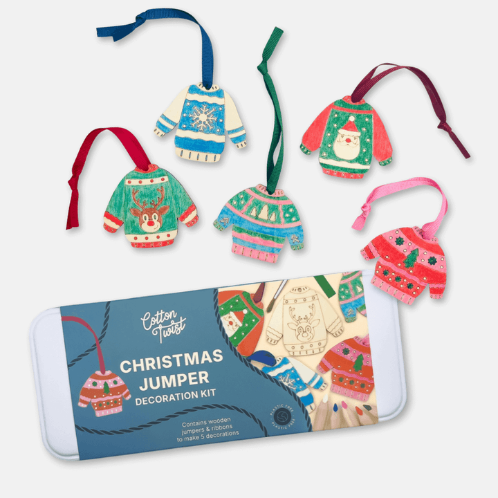 Christmas Jumper Decoration Kit Tin