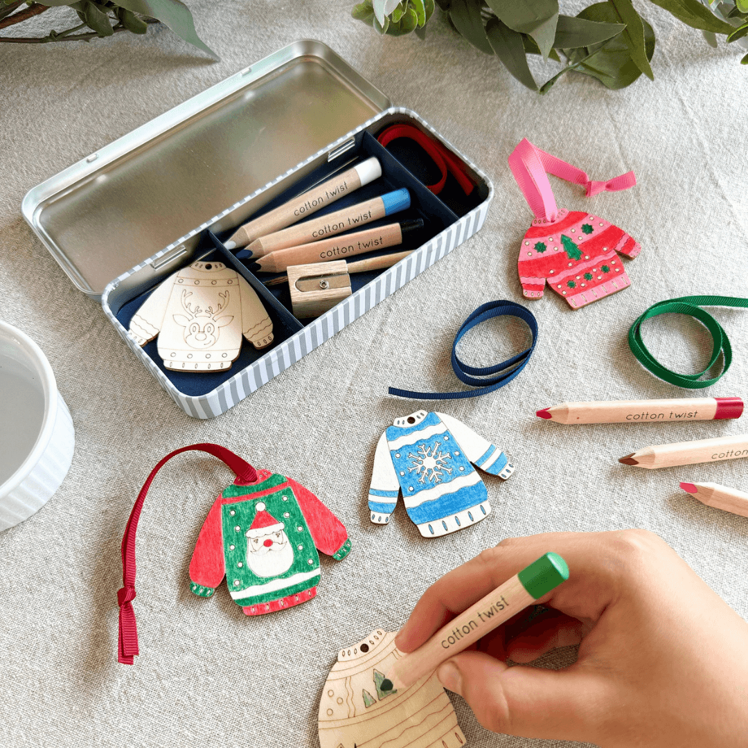 Christmas Jumper Decoration Kit Tin
