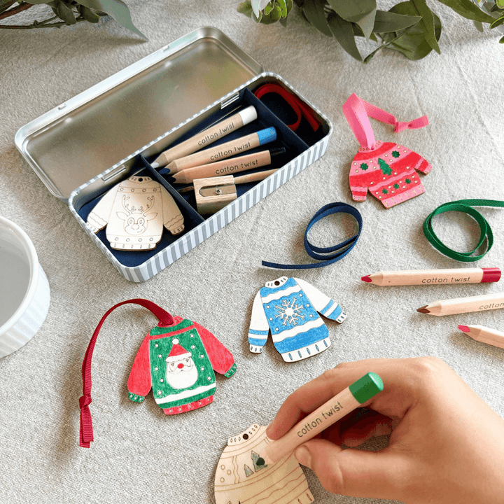 Christmas Jumper Decoration Kit Tin