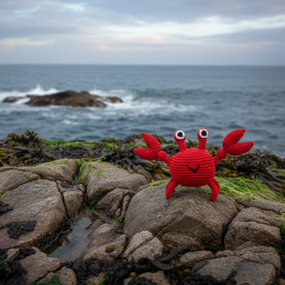 Crab Organic Cotton Crochet Rattle