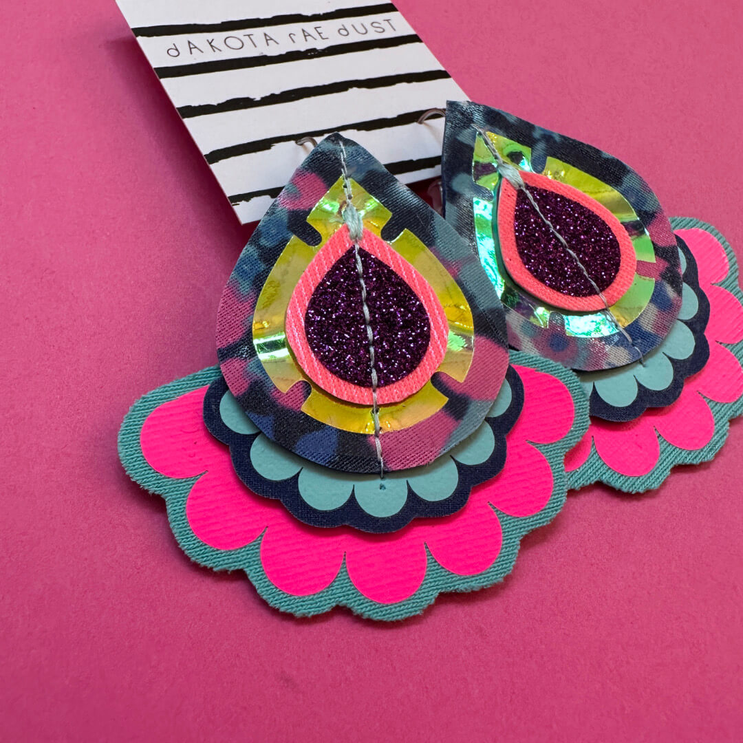 Hot Pink Jazzy Plectrum Earrings