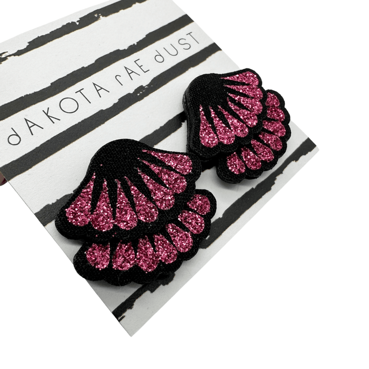 Pink Glitter Frill Stud Earrings