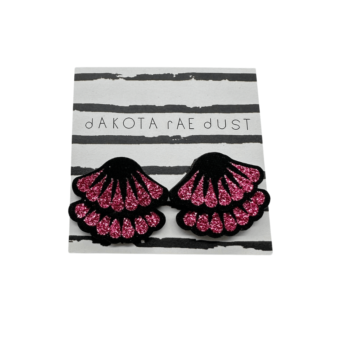 Pink Glitter Frill Stud Earrings