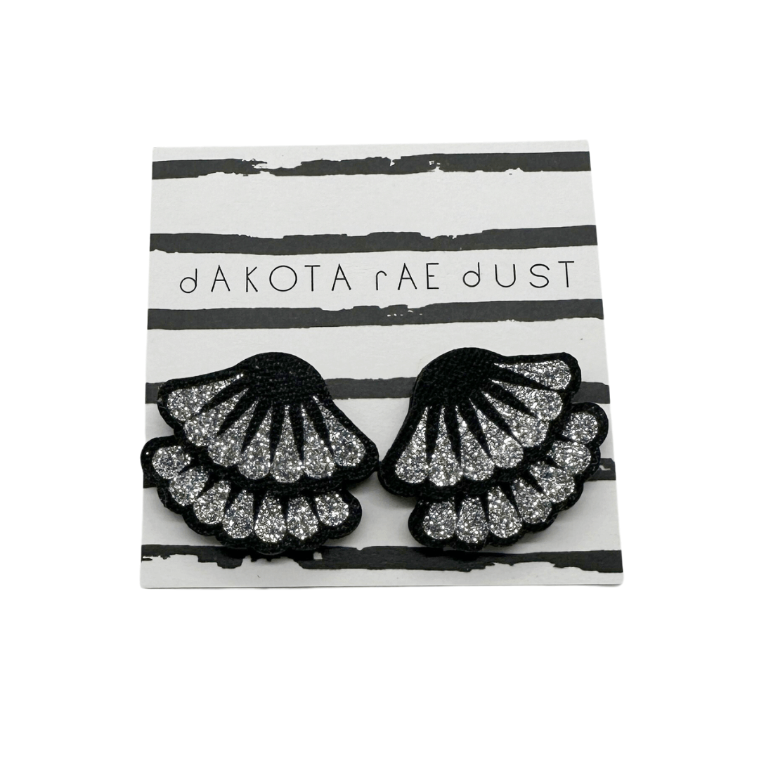 Silver Glittery Tiered Frill Stud Earrings