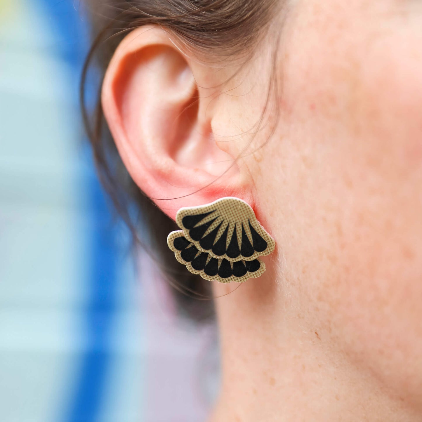 Gold Tiered Frill Stud Earrings