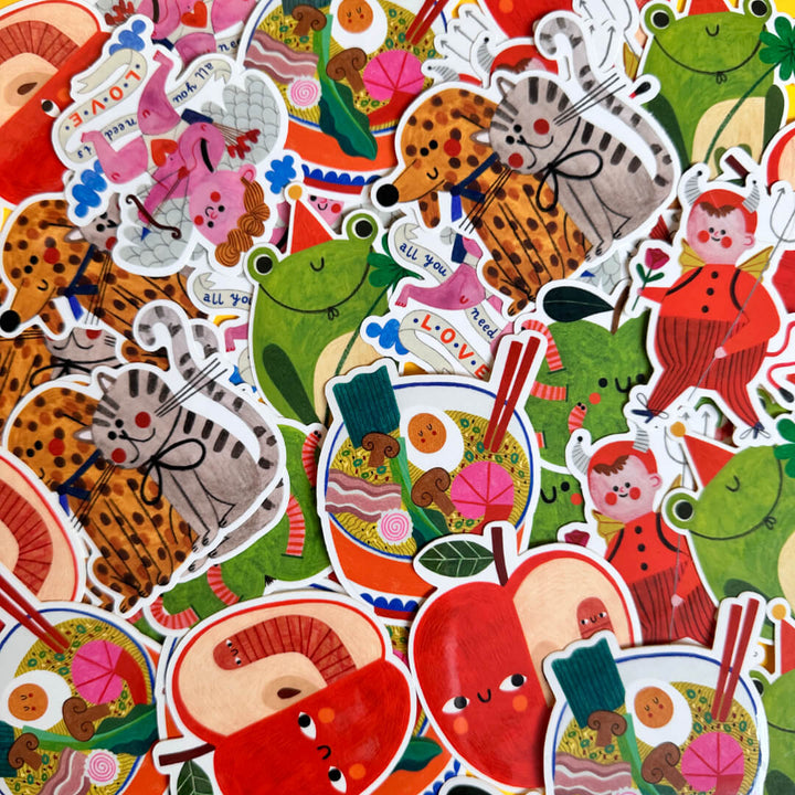 Apple & Worm Vinyl Sticker