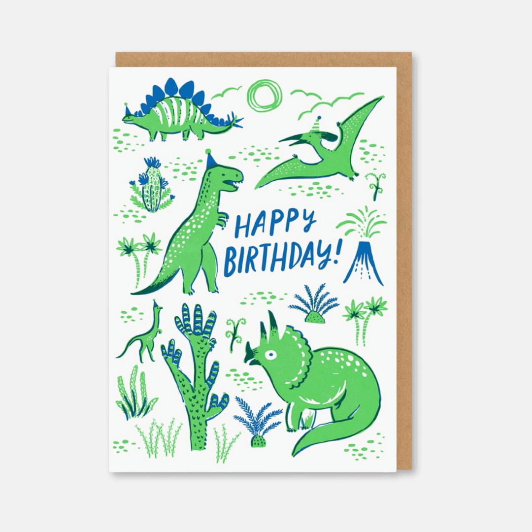 Dinosaur Party Birthday Greetings Card