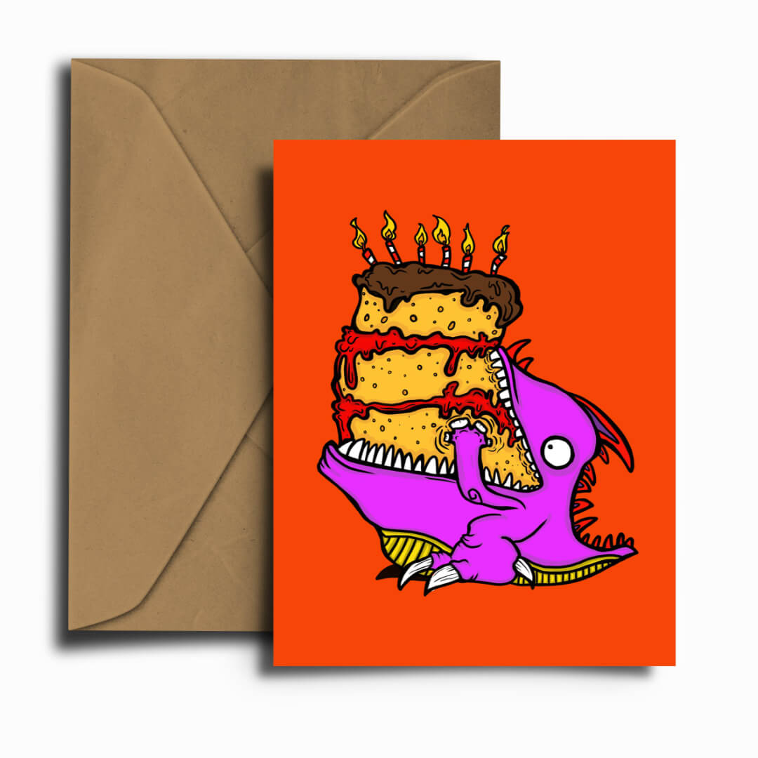 Dinosaur Cake Greetings Card