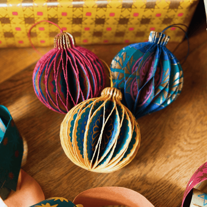 Christmas Bauble Honeycomb Paper Decorations