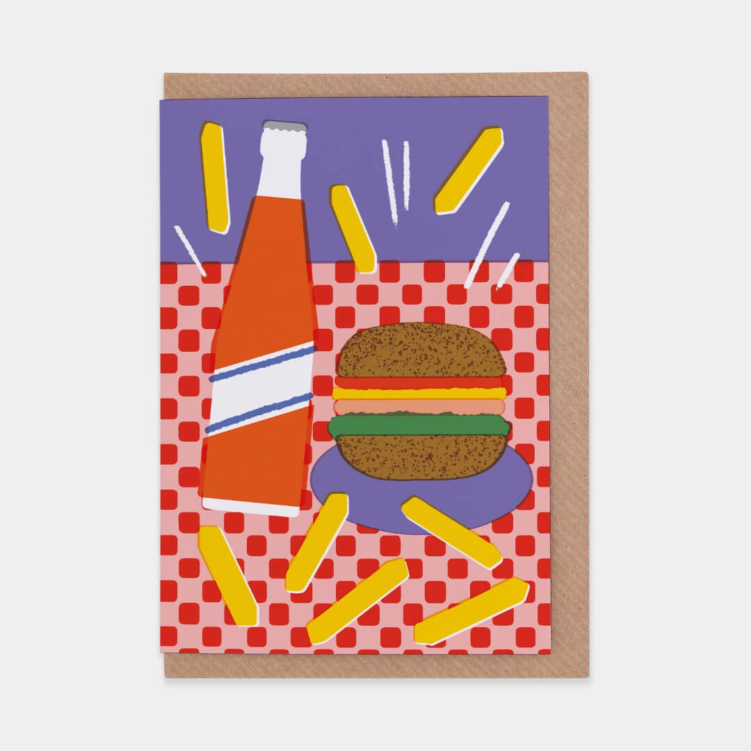 Burger and Fries Greetings Card