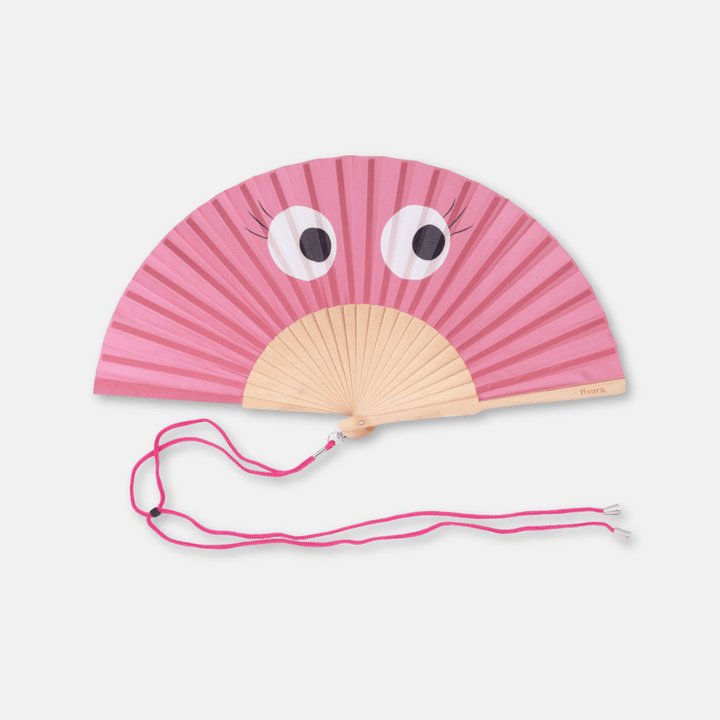 Pink Googly Eye Wooden Folding Fans