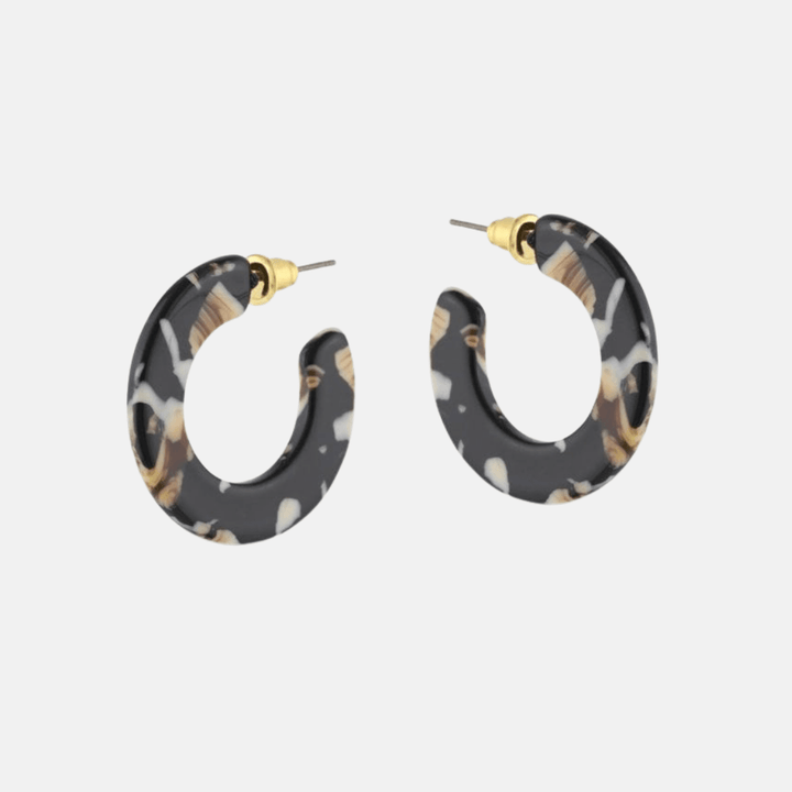Small Flat Hoop Resin Earrings