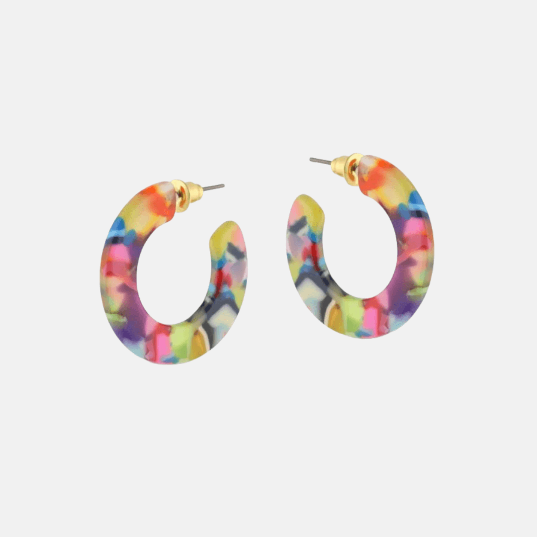 Small Flat Hoop Resin Earrings