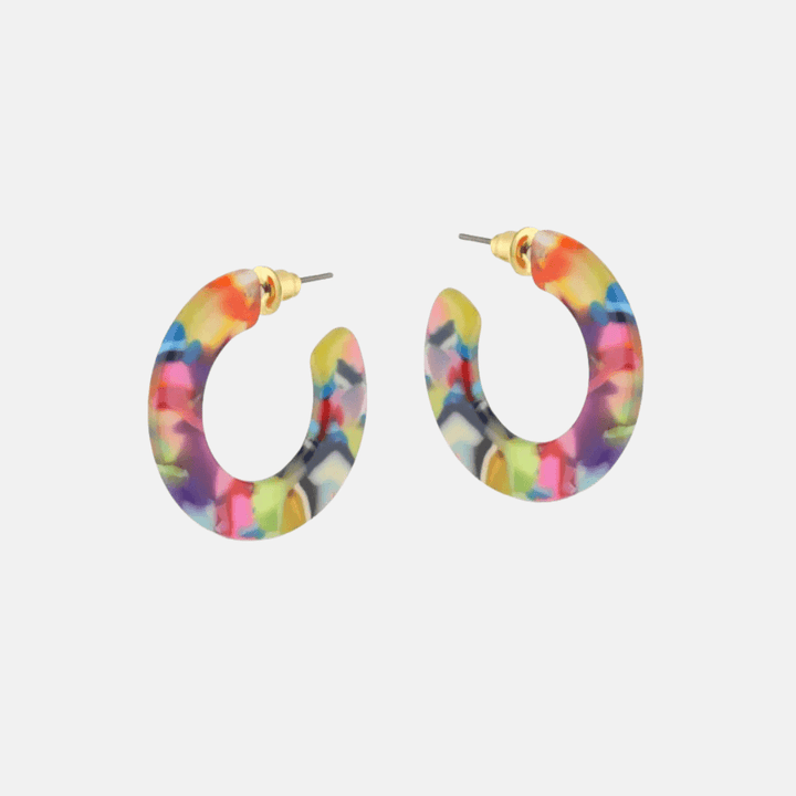 Small Flat Hoop Resin Earrings