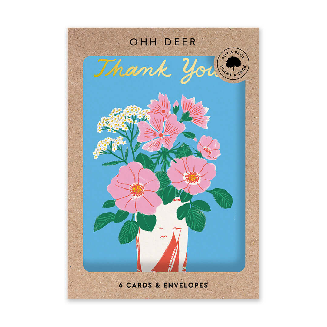 Sail Boat Vase Thank You Card Pack (6)