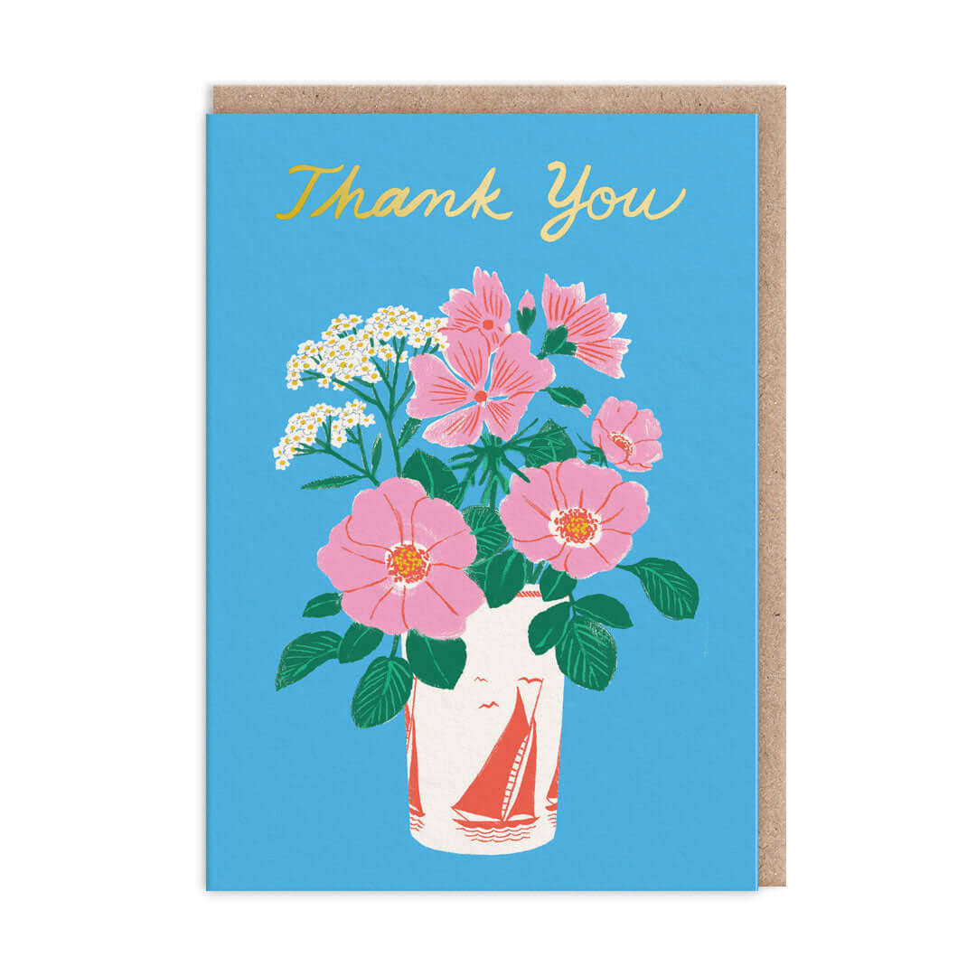 Sail Boat Vase Thank You Card Pack (6)