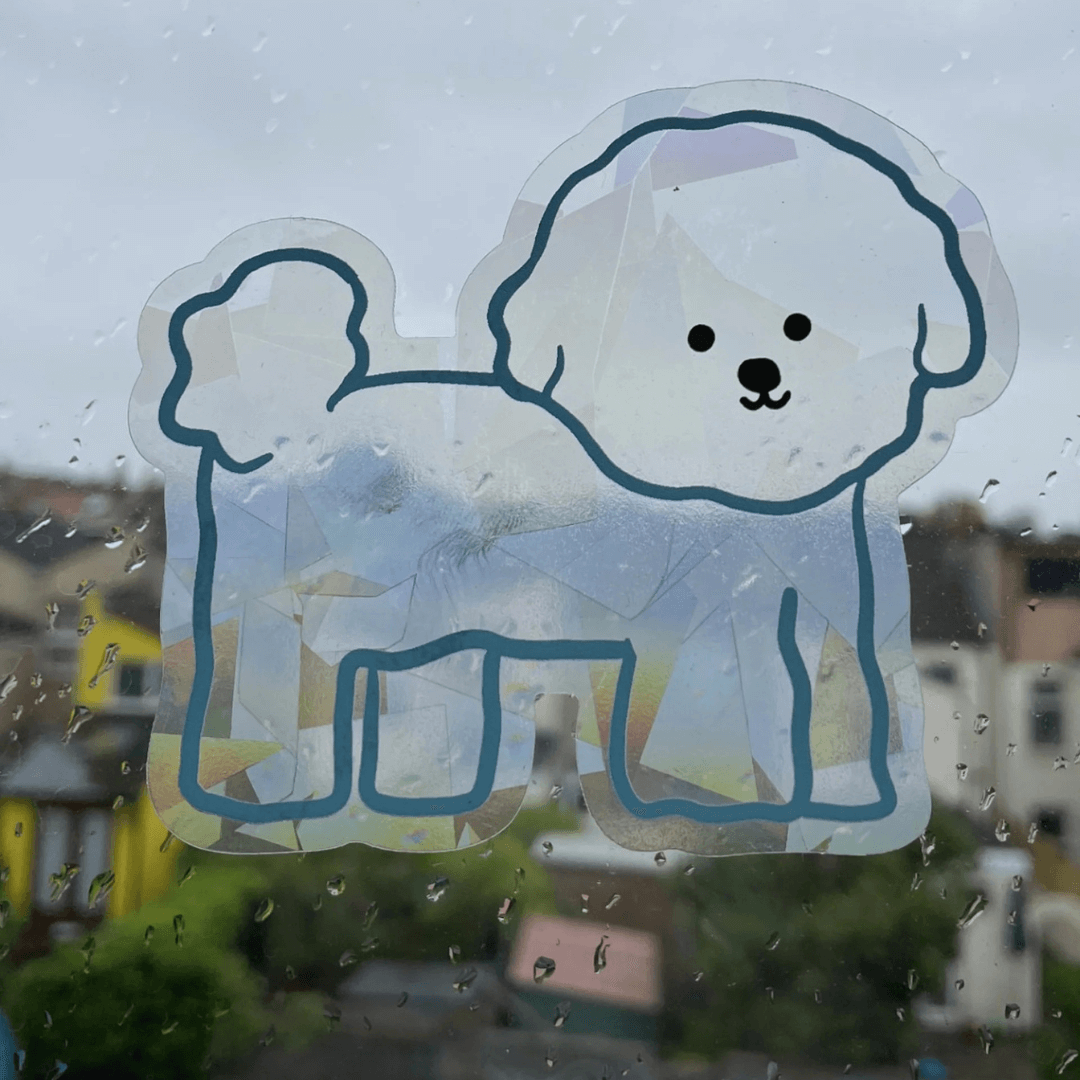 Fluffy Dog Suncatcher Sticker