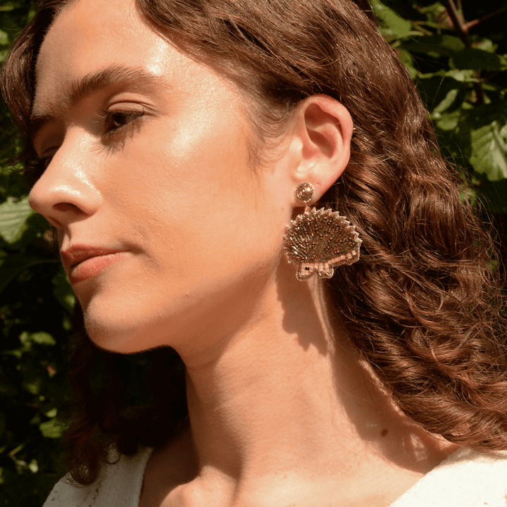 Golden Hedgehog Beaded Earrings