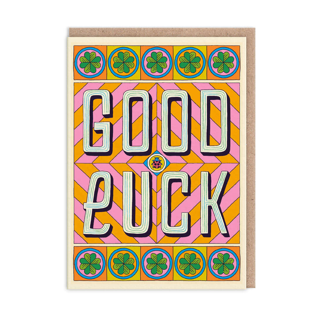 Good Luck Typographic Greetings Card