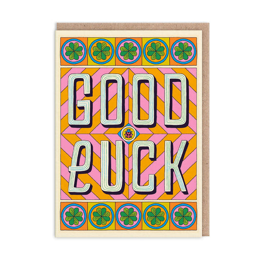 Good Luck Typographic Greetings Card