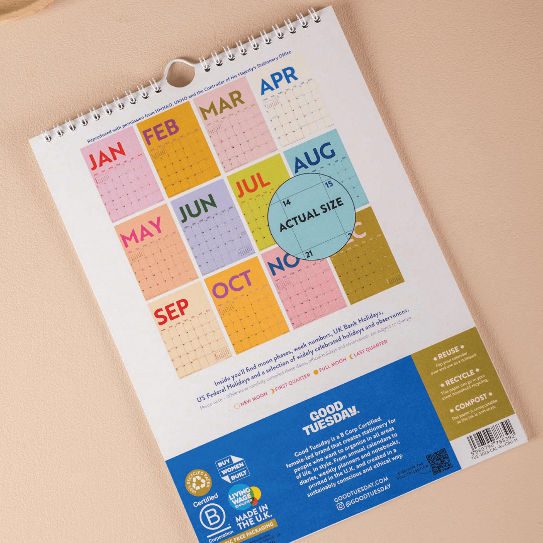 2026 Colourburst A4 Calendar