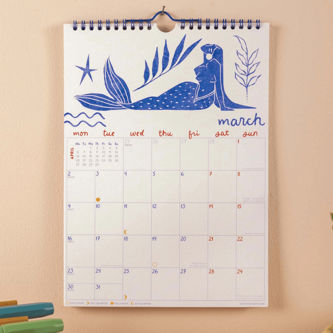 2026 Ocean Mermaid Calendar