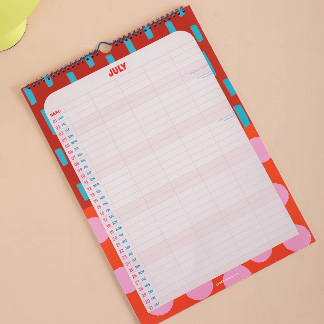 Colour Flow A3 Family Planner Calendar