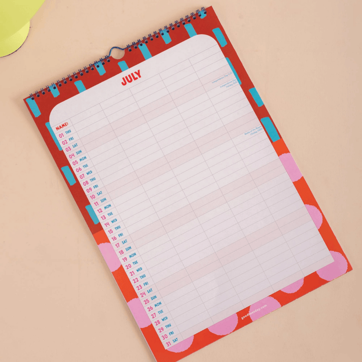 Colour Flow A3 Family Planner Calendar
