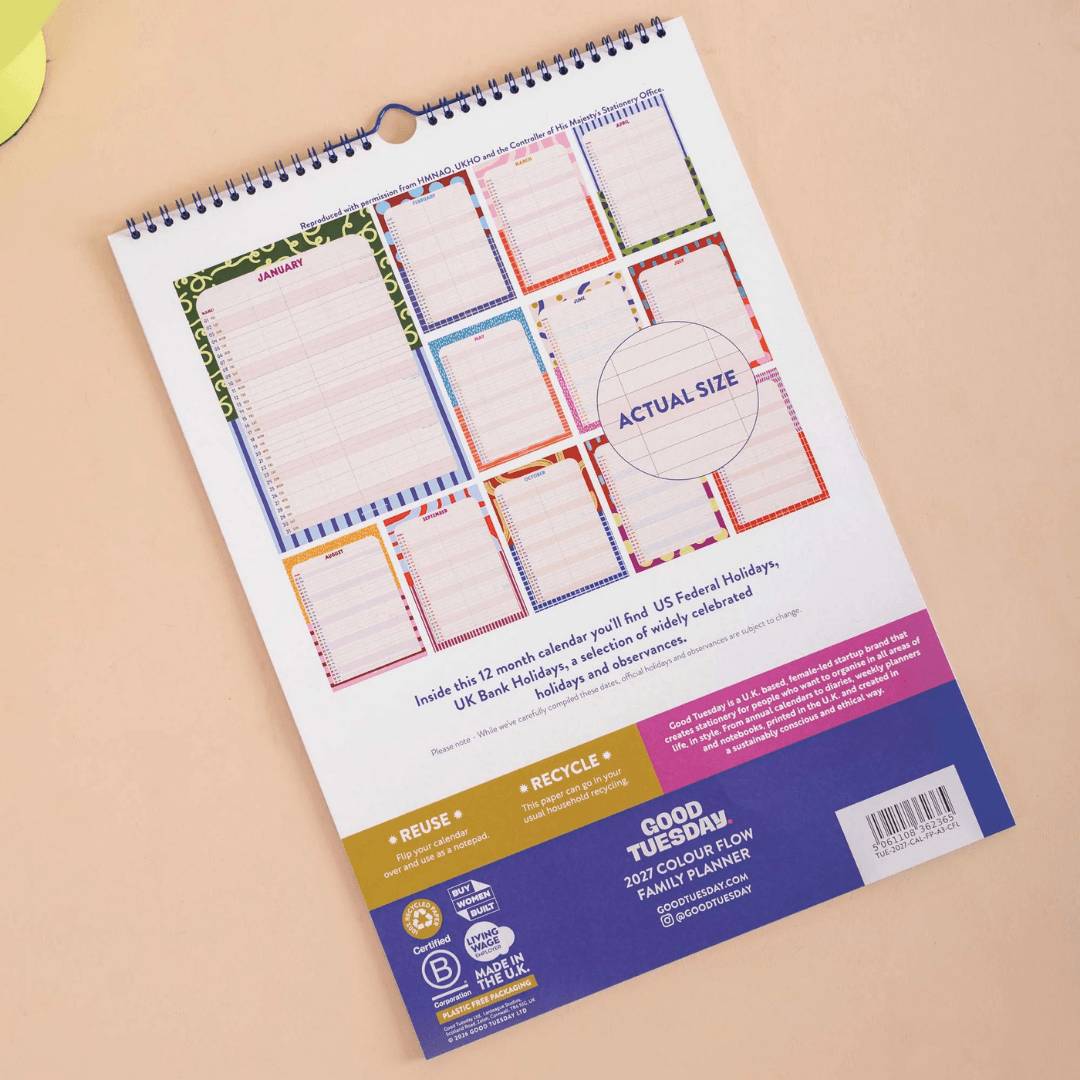 Colour Flow A3 Family Planner Calendar