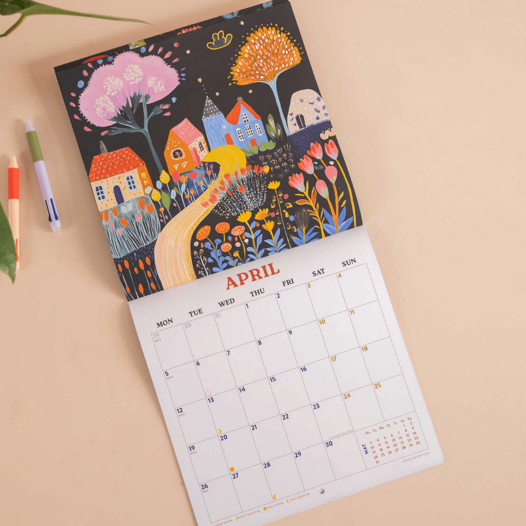 2027 Folk Art Plant Scapes Wall Calendar