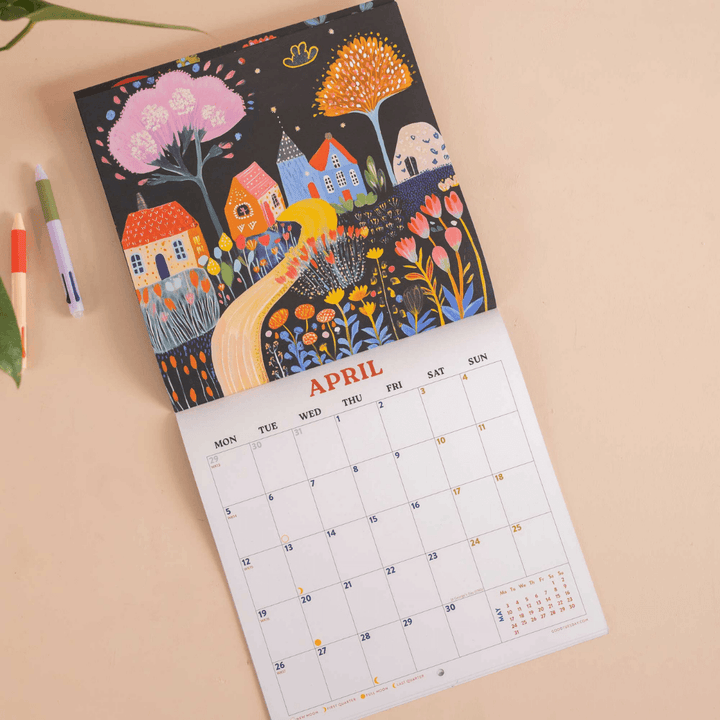 2027 Folk Art Plant Scapes Wall Calendar