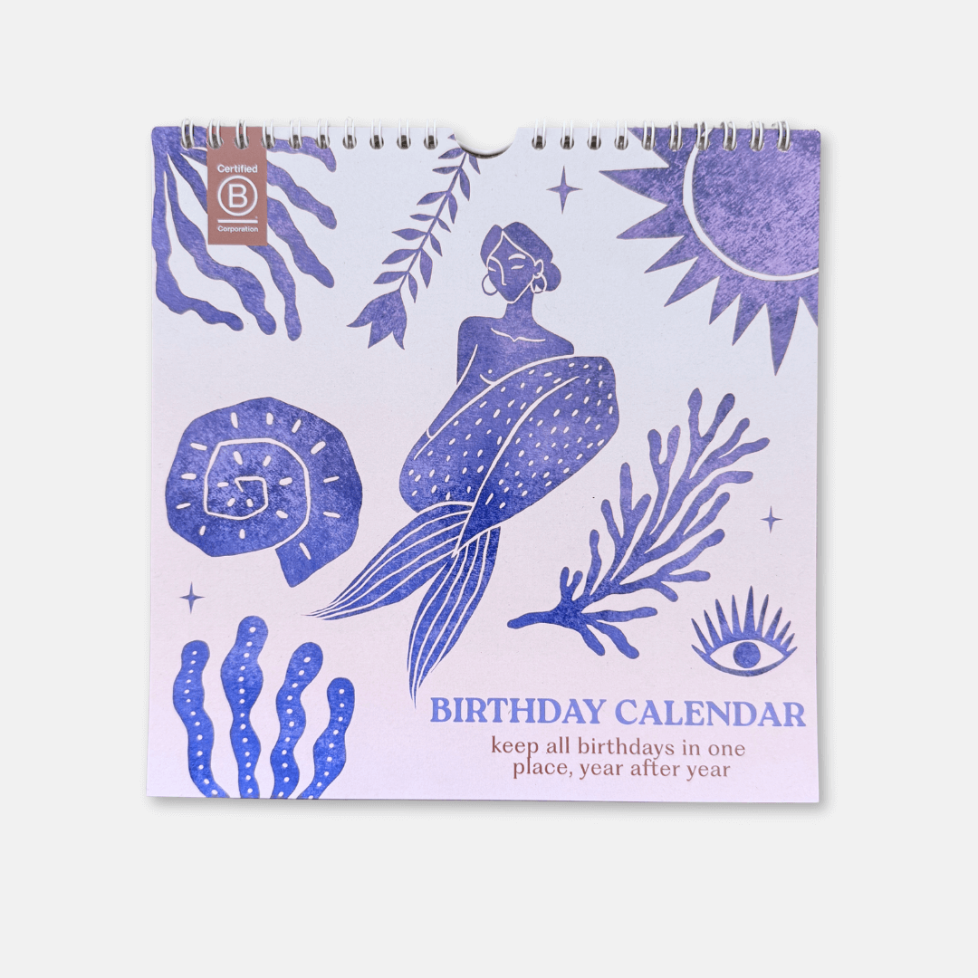 Ocean Mermaid Undated Birthday Calendar