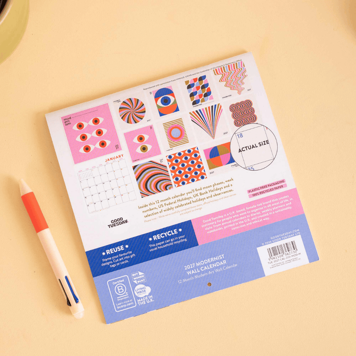 2027 Modernist Compact Wall Calendar