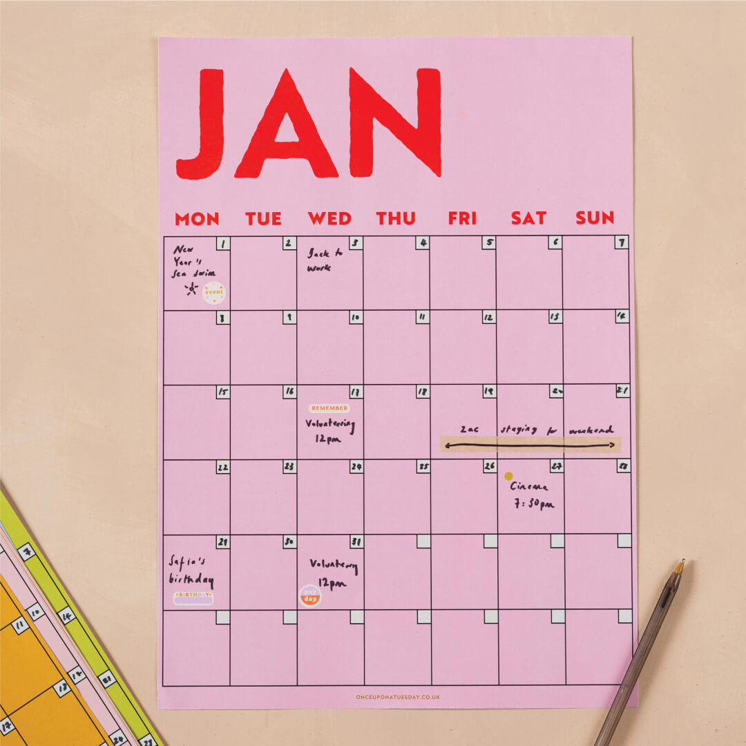 Undated A3 Wall Planner Calendar