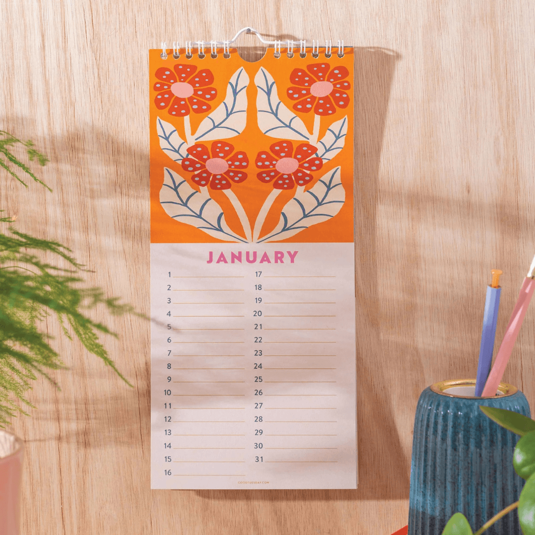 Les Fleurs Undated Birthday Calendar