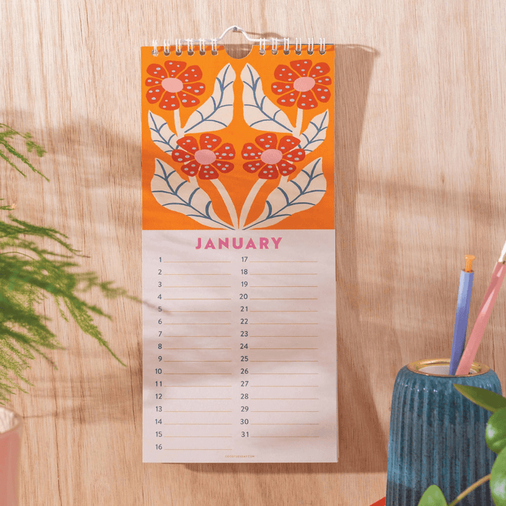 Les Fleurs Undated Birthday Calendar