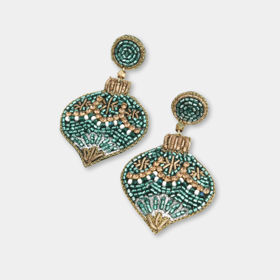 Christmas Bauble Beaded Earrings