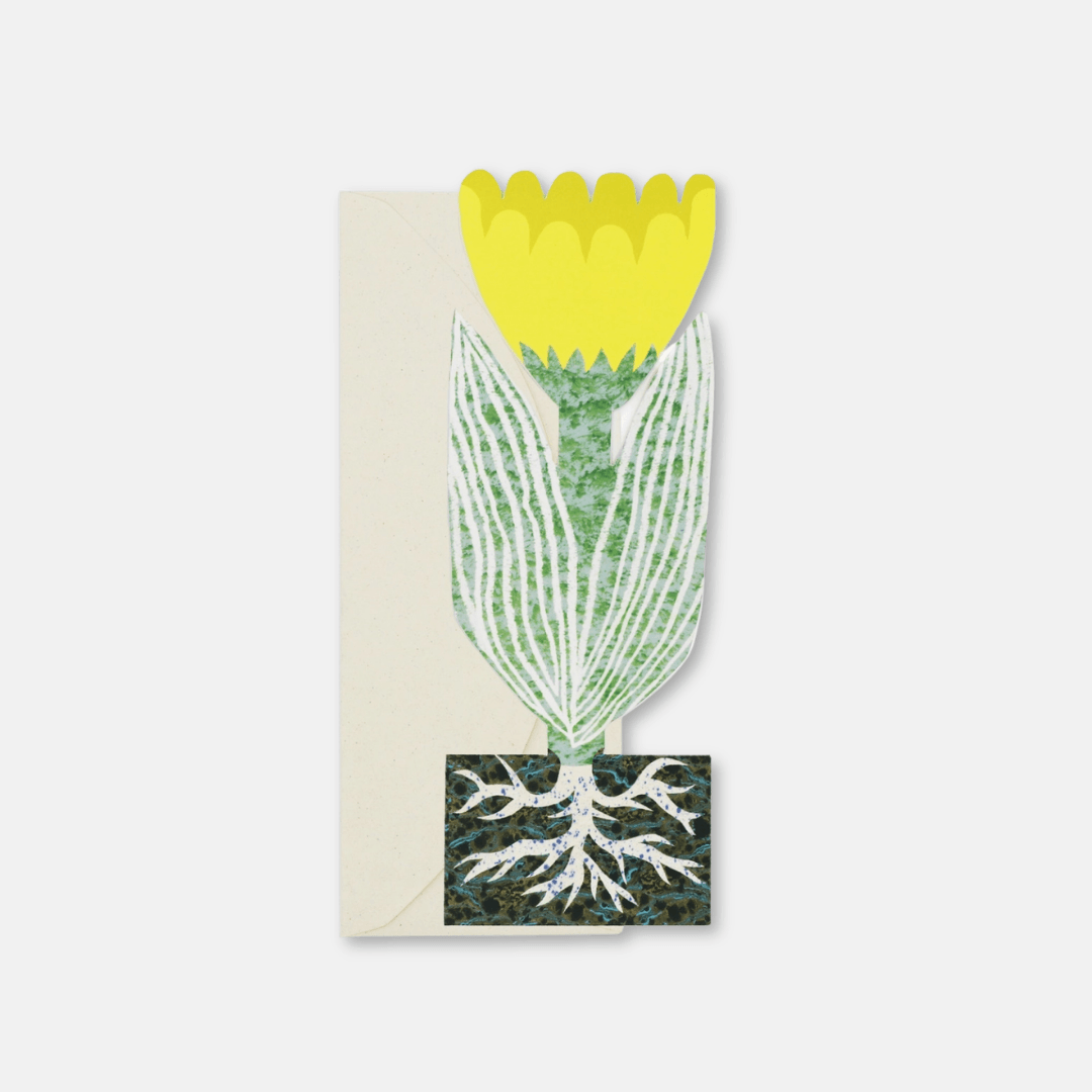 Yellow Rooty Flower Greetings Card
