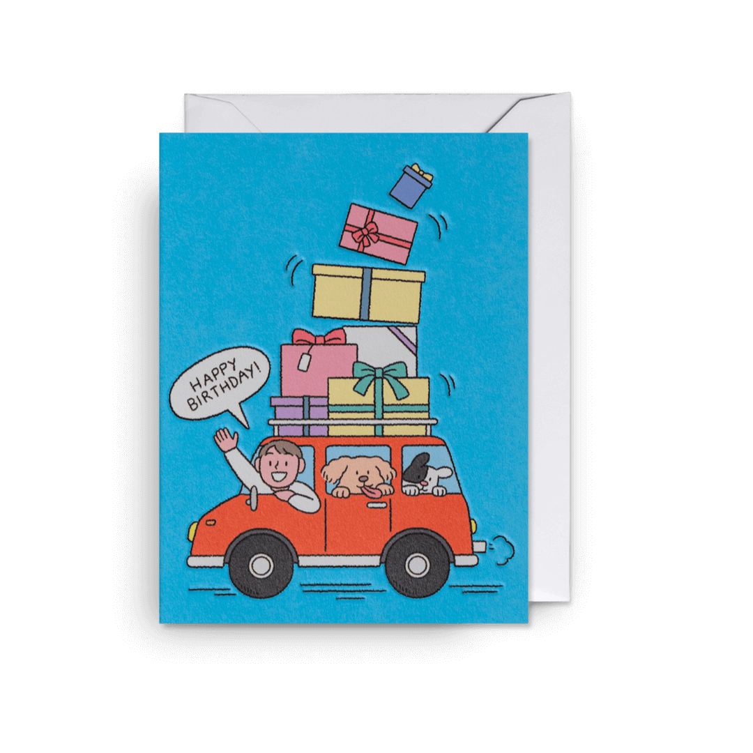 Happy Birthday Car Mini Greetings Card