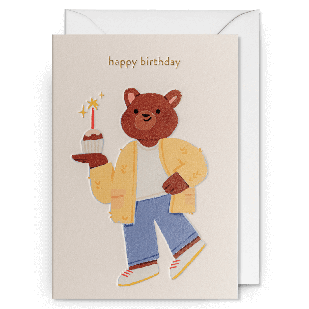 Birthday Bear Cake Greetings Card