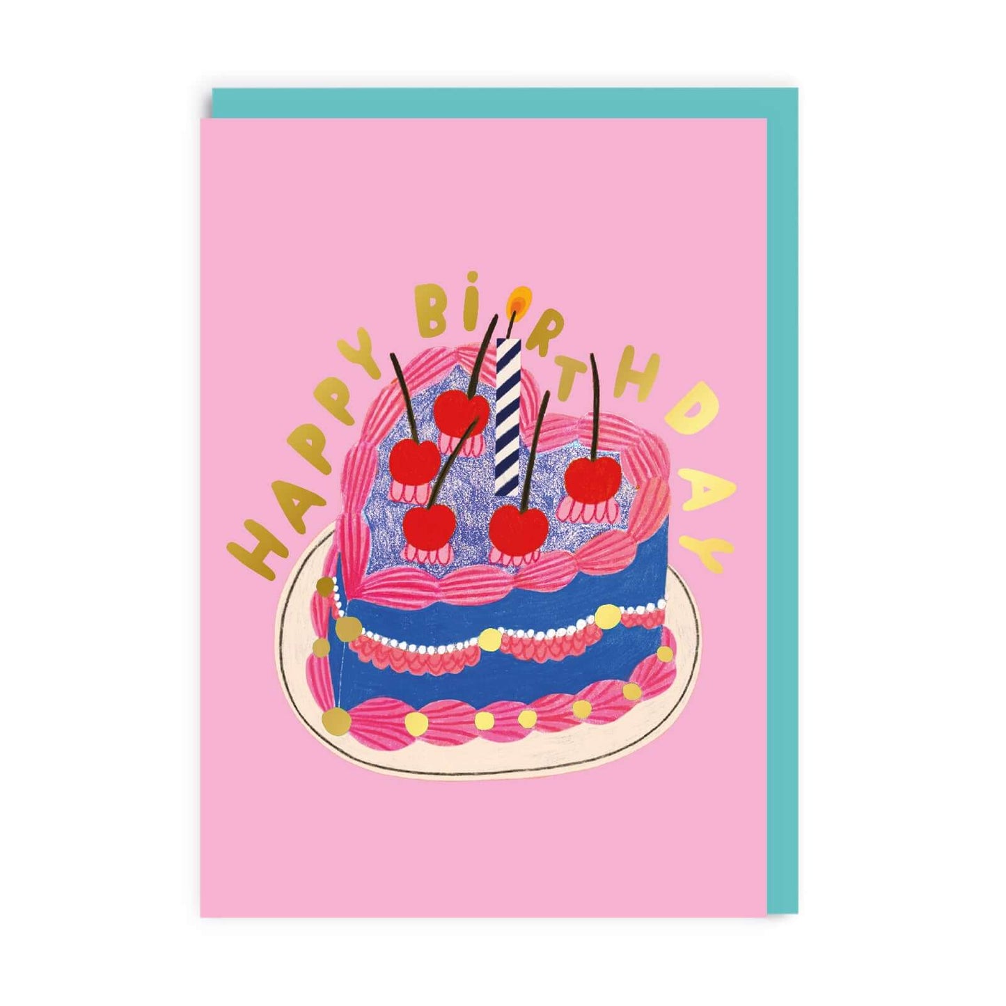 Heart Cake Birthday Greetings Card