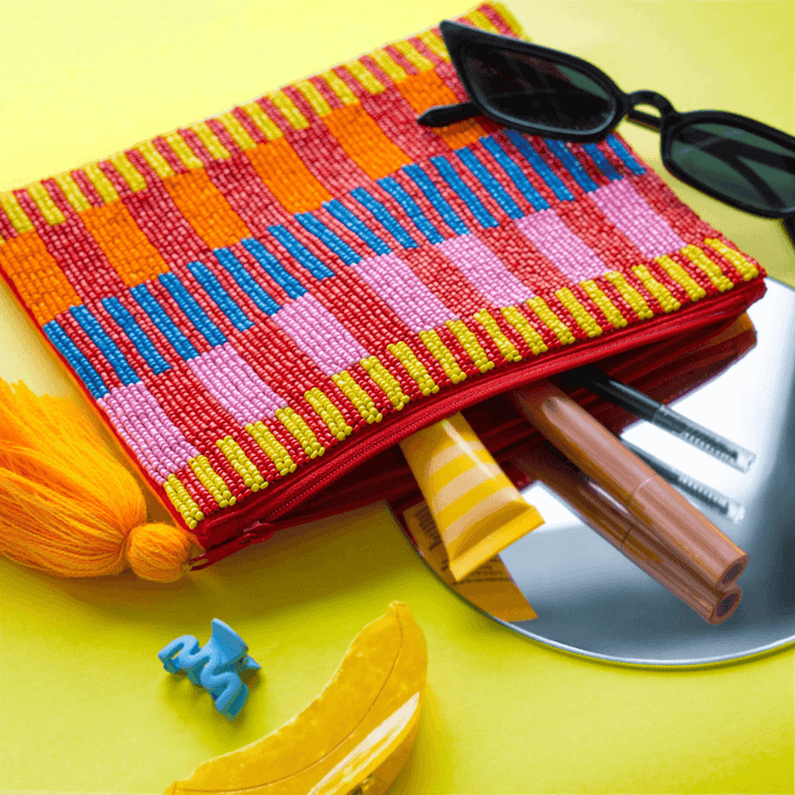 Large Abstract Beaded Pouch